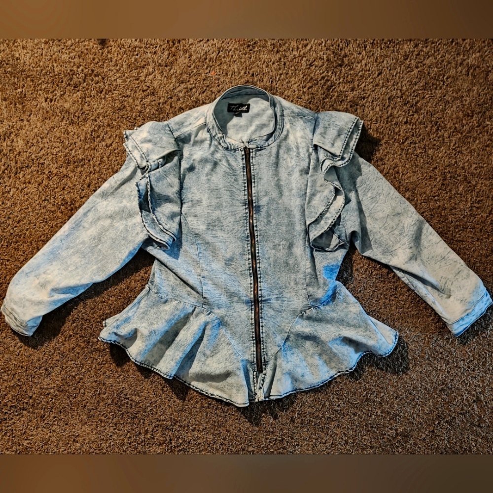 Acid wash peplum top
